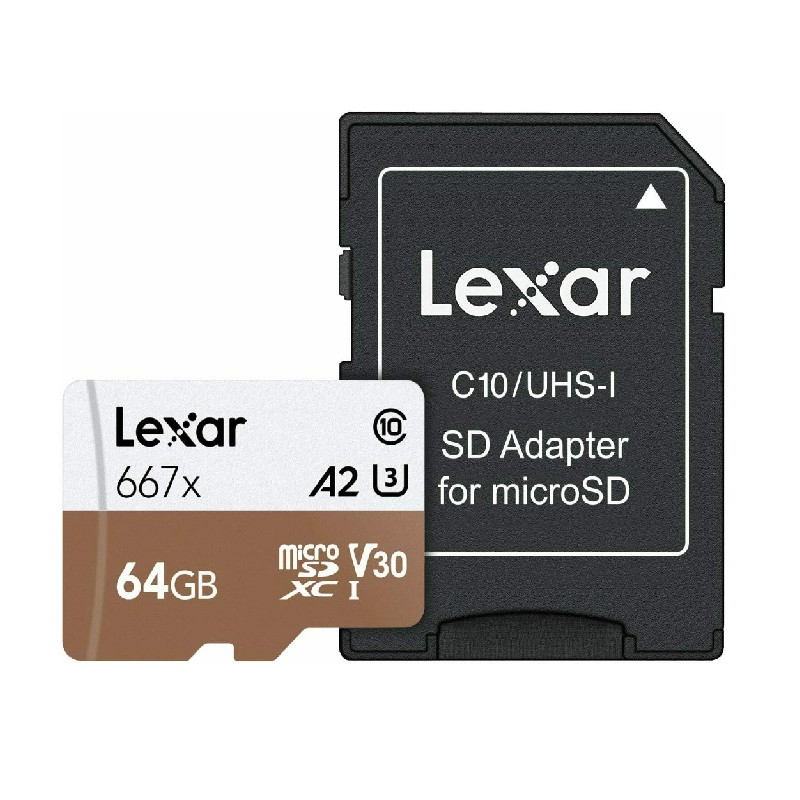 КАРТА ПАМЕТ micro SDXC 64GB Class10 100/90MB/s A2 V30 U3 LEXAR