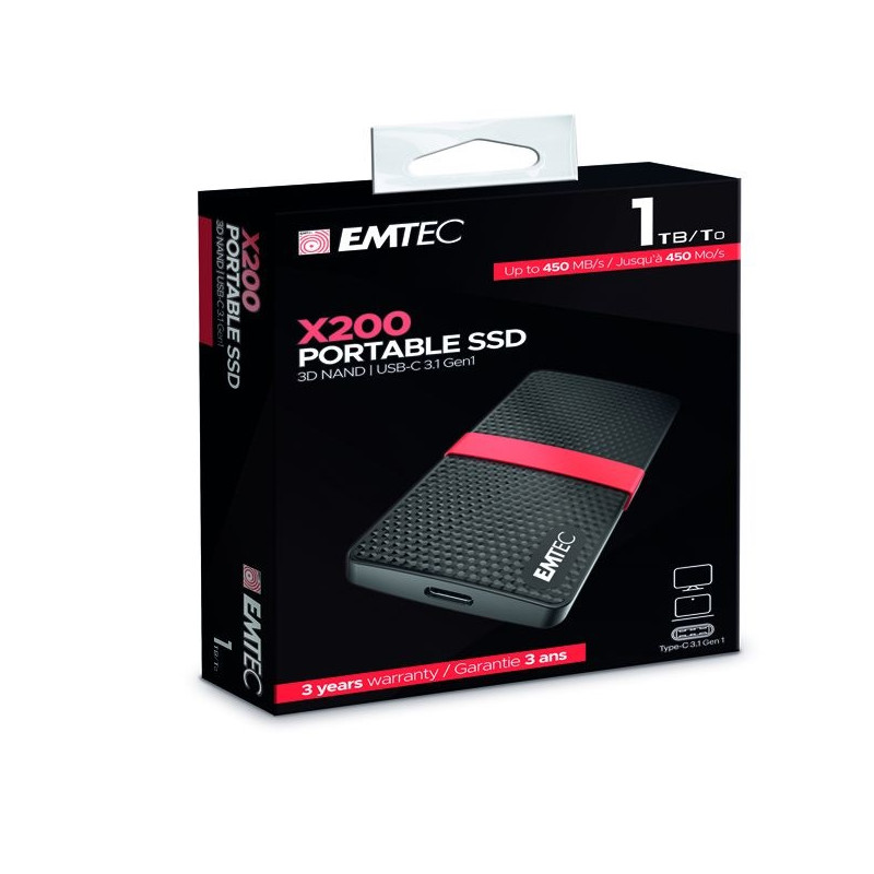 EXT SSD 3.2Gen1 X200 1TB Type C 450/420MB/s EMTEC