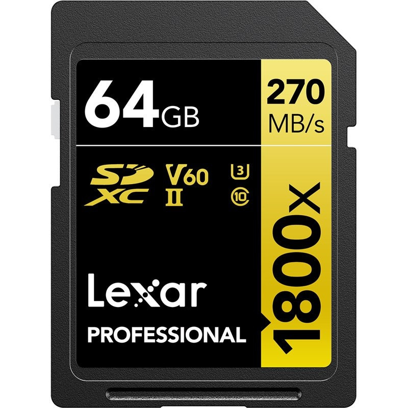 SDXC 64GB 270/180MB/s UHS-II,C10,V60,U3 LEXAR