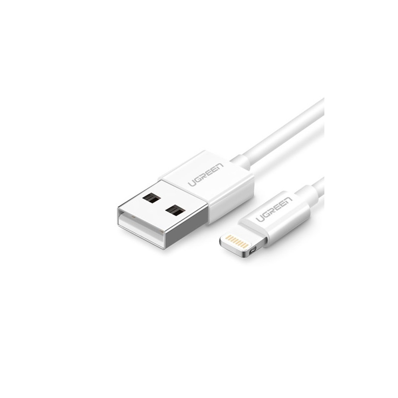 КАБЕЛ USB А/Lightining MFI, 1М UGREEN - БЯЛ