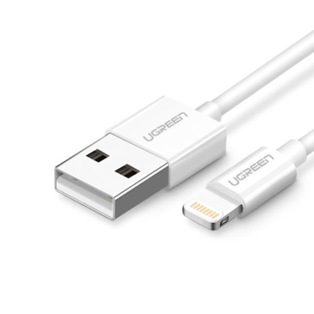 КАБЕЛ USB А/Lightining MFI, 1М UGREEN - БЯЛ