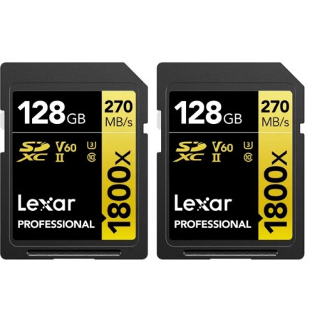 ПАКЕТ (2бр)  КАРТИ ПАМЕТ SDXC 2x128GB 270/180MB/s UHS-II,V60,U3 LEXAR