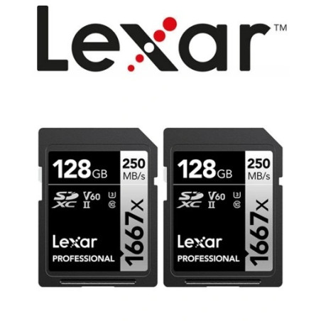 ПАКЕТ (2бр) КАРТИ ПАМЕТ SDXC 2x128GB 250/120MB/s UHS-II,V60,U3 LEXAR