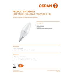 LED ЛАМПА VALUE CLB60 806lm/865 E14 LEDVANCE