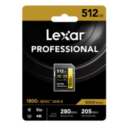 SDXC 512GB 280/210MB/s UHS-II C10 V60 U3 LEXAR