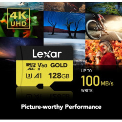 КАРТА ПАМЕТ ЗАЛАТНО micro SDXC 128GB 280/100MB/s UHS-II,A1,V60,U3 LEXAR