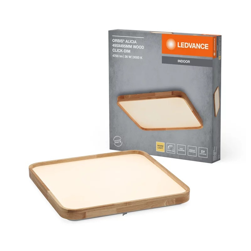 LED ЛАМПА ORBIS ALICIA 495X495MM 36W 830 CLICK DIM WOOD LEDVANCE