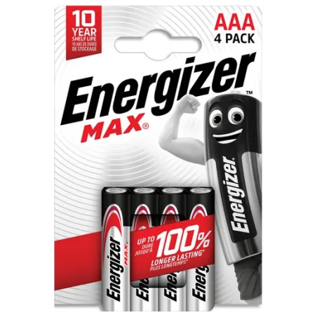 АЛКАЛНИ БАТЕРИИ 4 БРОЯ ENR MAX ALK AAA CHP4 ALKALINE ENERGIZER