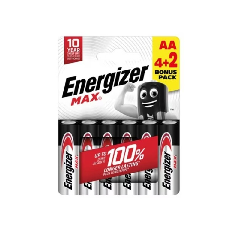АЛКАЛНИ БАТЕРИИ ENR MAX ALKALINE AA 4+2 CHP6 ENERGIZER