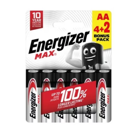 АЛКАЛНИ БАТЕРИИ ENR MAX ALKALINE AA 4+2 CHP6 ENERGIZER