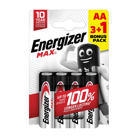АЛКАЛНИ БАТЕРИИ ENR MAX ALK AA 3+1 CHP4 ENERGIZER