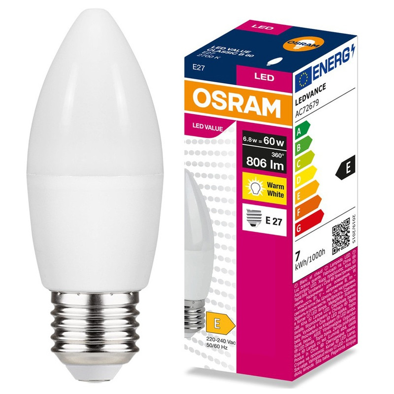 LED ЛАМПА VALUE CLB60 806lm/827 E27 LEDVANCE