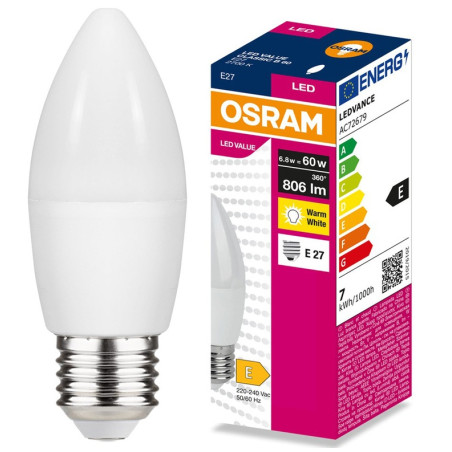 LED ЛАМПА VALUE CLB60 806lm/827 E27 LEDVANCE
