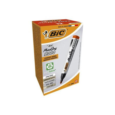 КУТИЯ 12 БР. ПЕРМАНЕНТЕН МАРКЕР BIC - ЧЕРВЕН